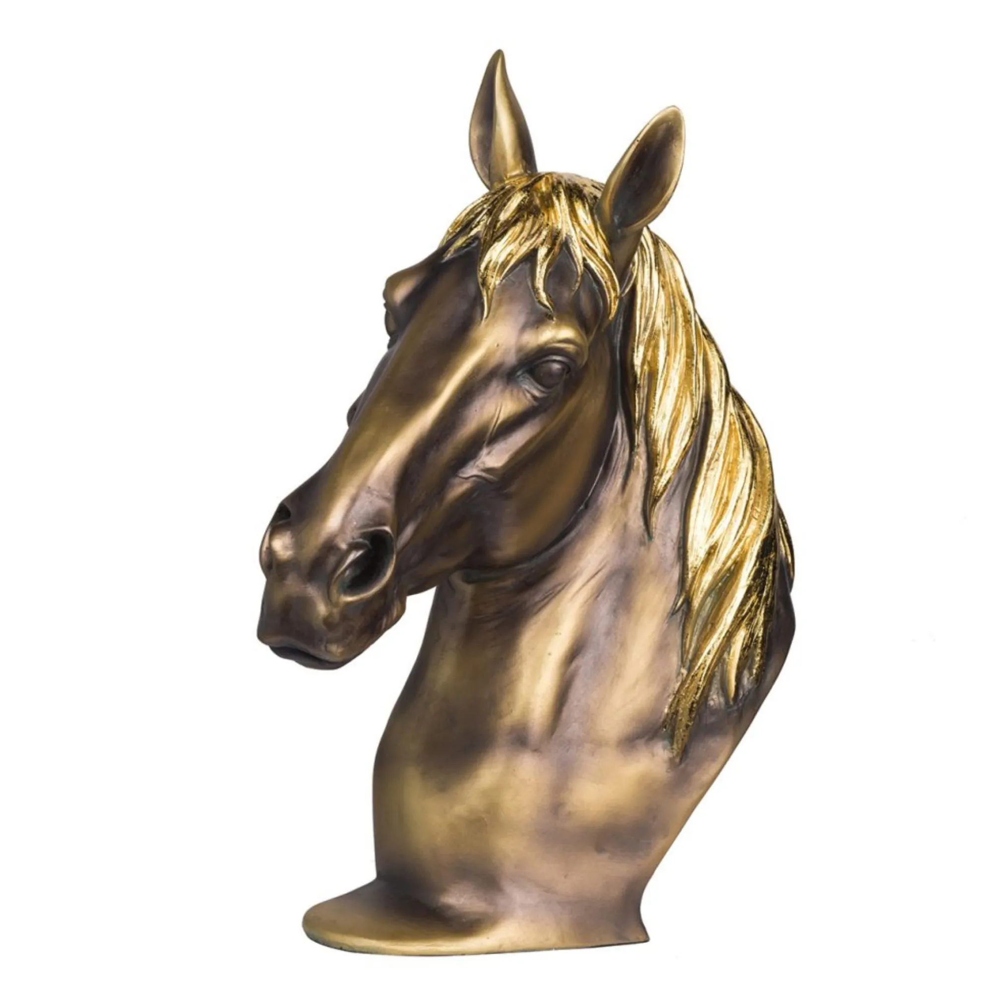 A&B Home Finials-14.75" Gold And Black Metallic Vintage Horse Figurine Statue