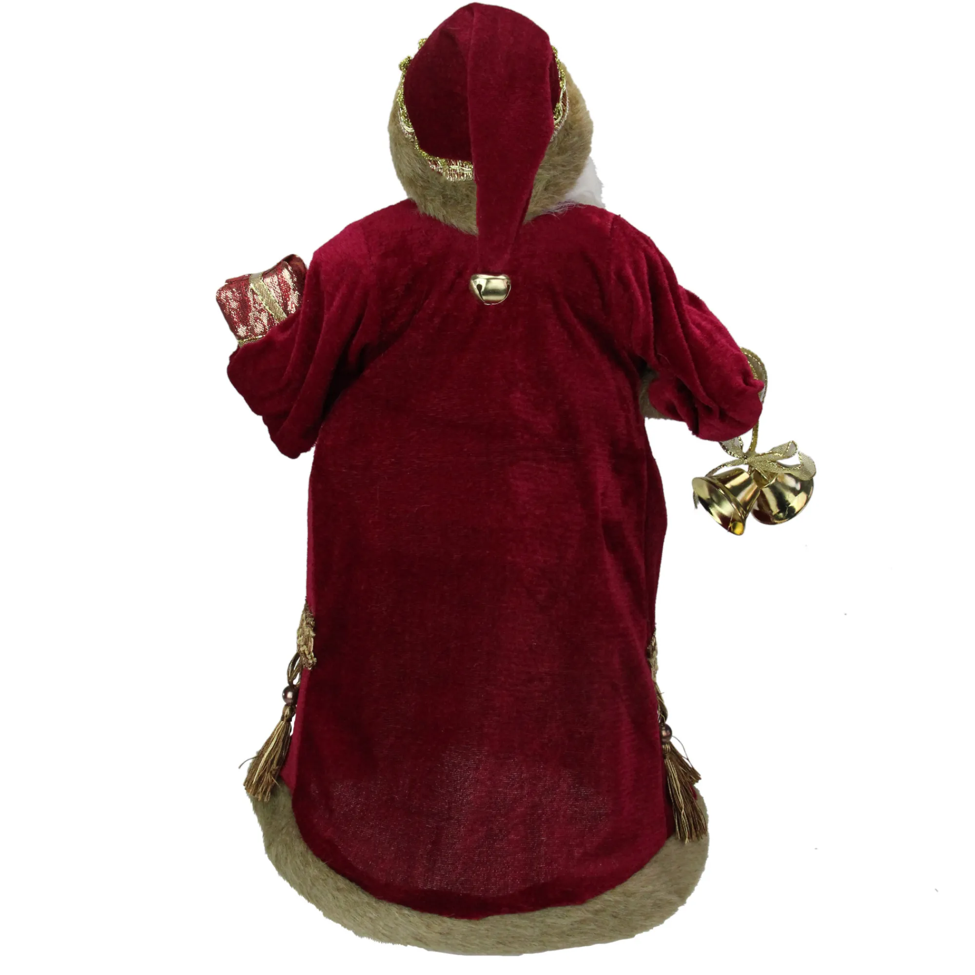 Northlight Santa Claus-18" Gold And Burgundy Red Santa Claus Holding A Gift Box Tree Topper - Unlit