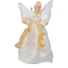 Kurt Adler Angels-14.5" Gold And Ivory Pre-Lit Angel Christmas Tree Topper - Clear Lights