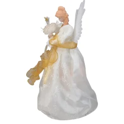 Kurt Adler Angels-14.5" Gold And Ivory Pre-Lit Angel Christmas Tree Topper - Clear Lights