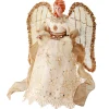 Contemporary Home Living Angels-16" Gold And White Embroidered Angel With Sheer Wings Christmas Tree Topper, Unlit