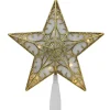 Northlight Stars-9" Gold And White Glittered Star Led Christmas Tree Topper - Warm White Lights