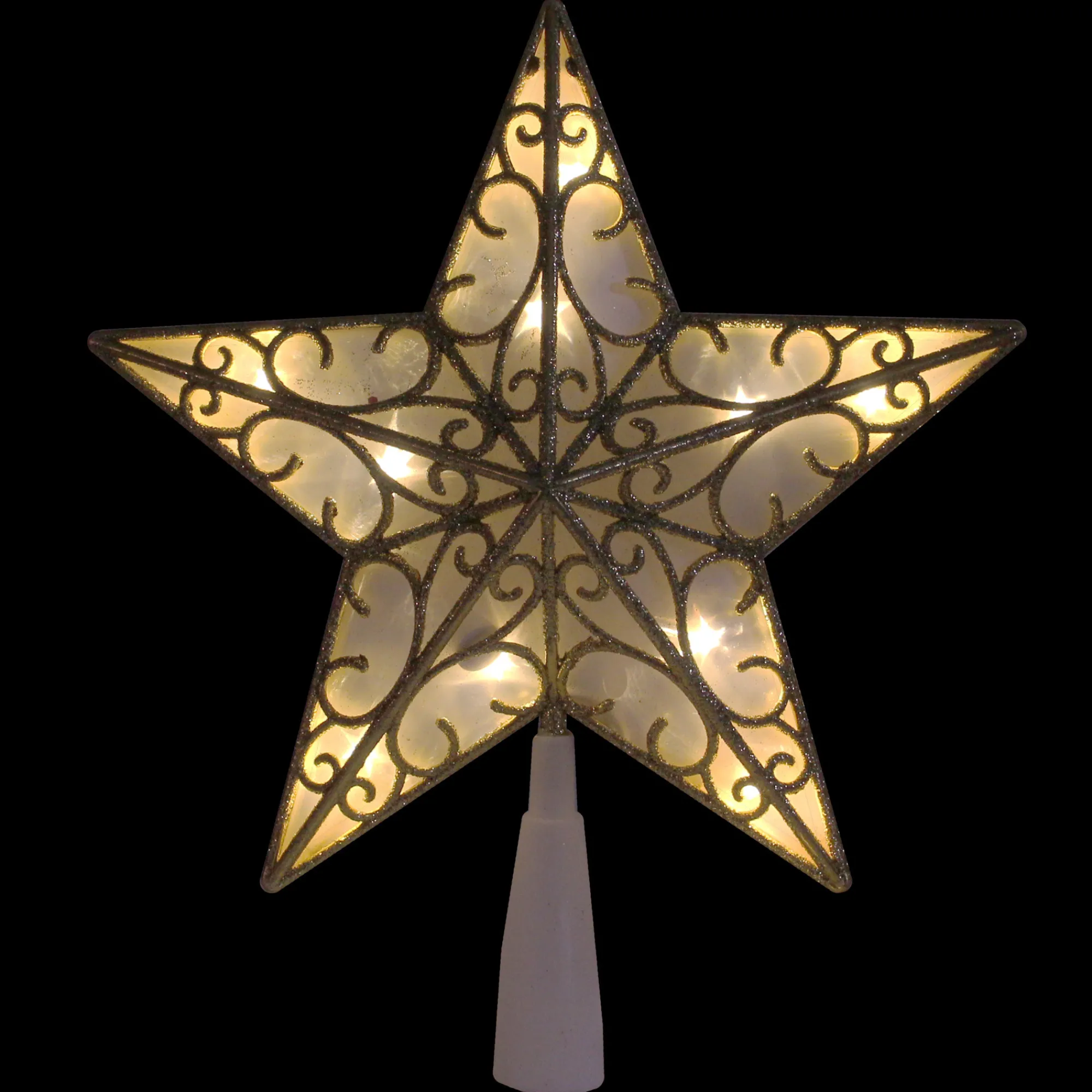 Northlight Stars-9" Gold And White Glittered Star Led Christmas Tree Topper - Warm White Lights
