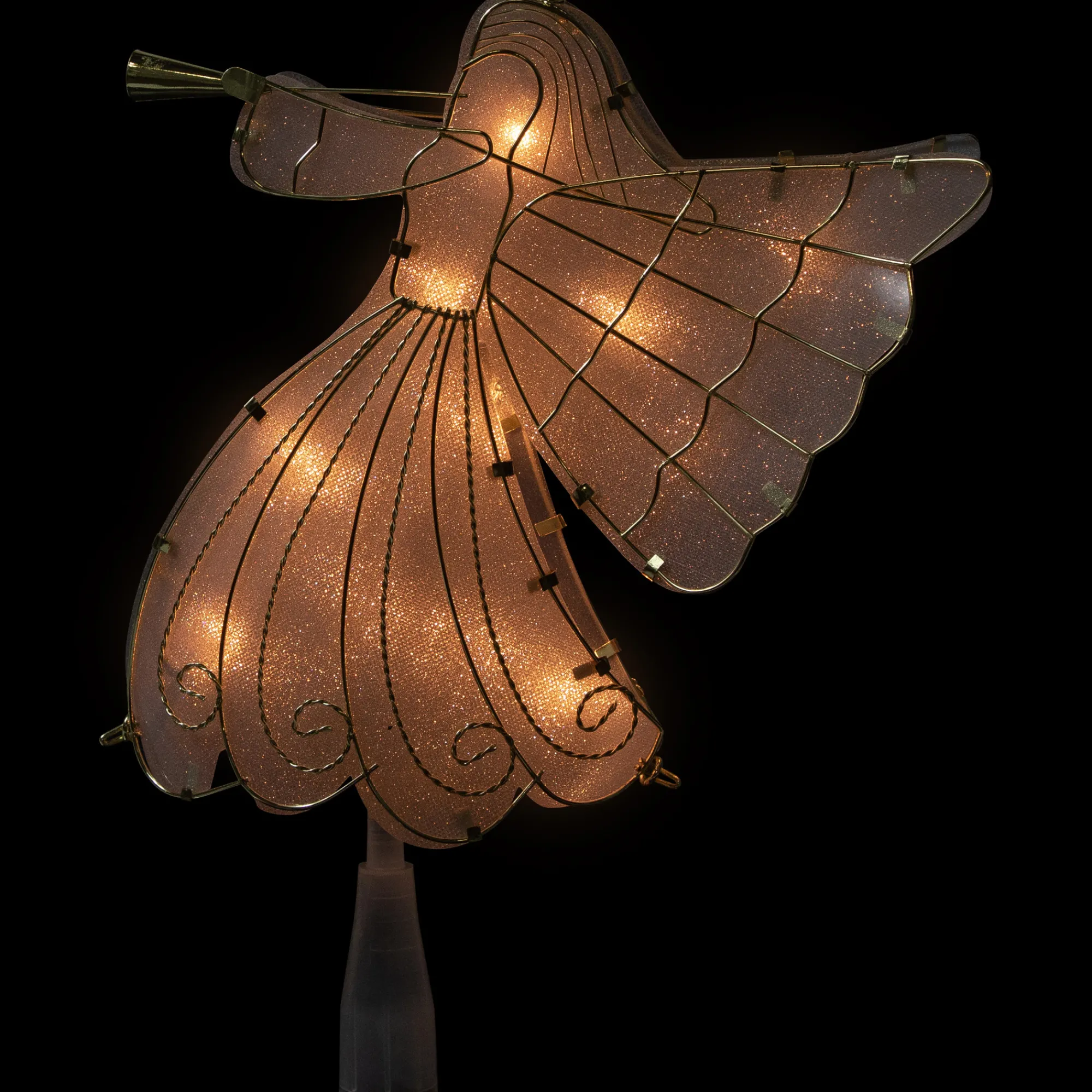Northlight Angels-10" Gold Angel Tree Topper, Warm White Lights