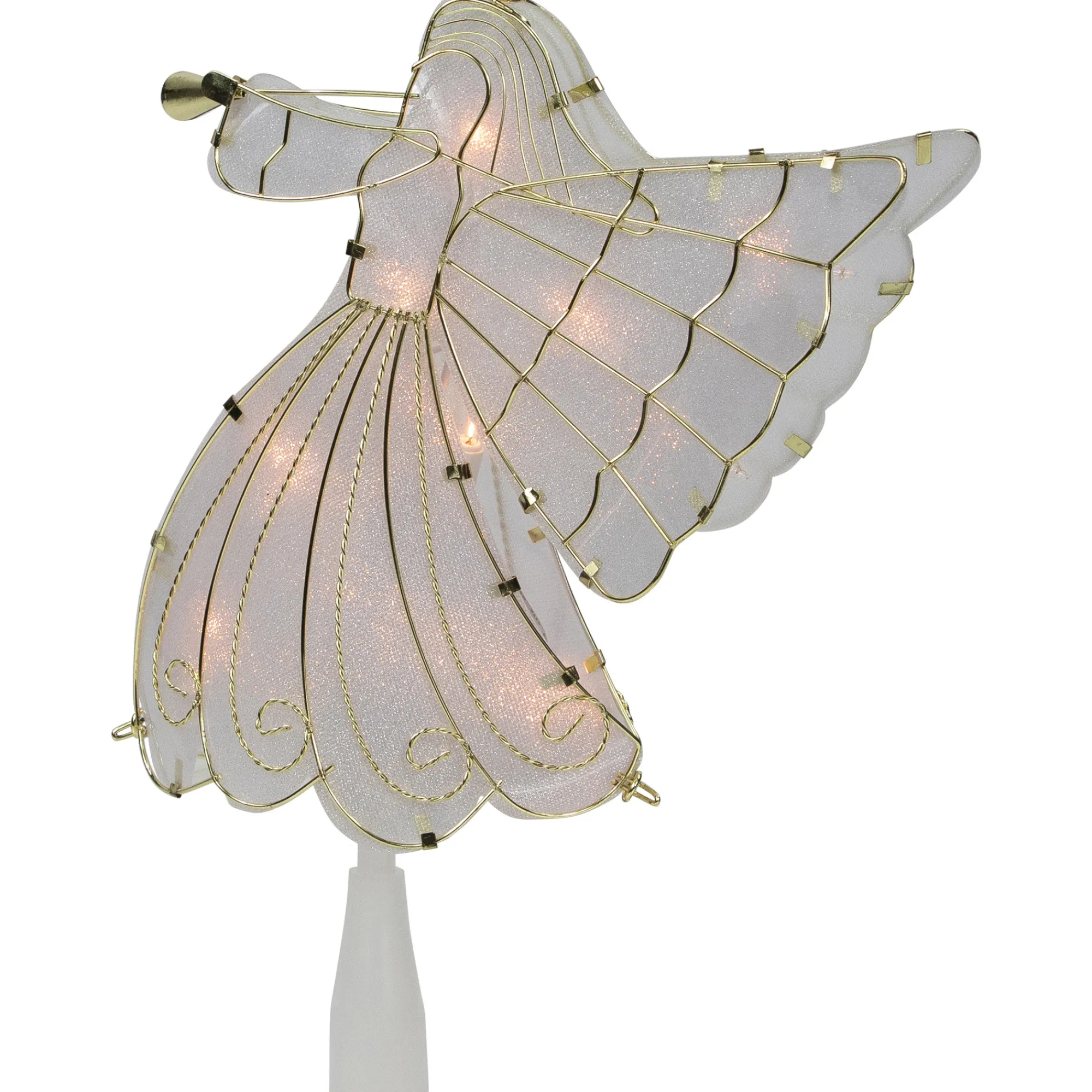 Northlight Angels-10" Gold Angel Tree Topper, Warm White Lights