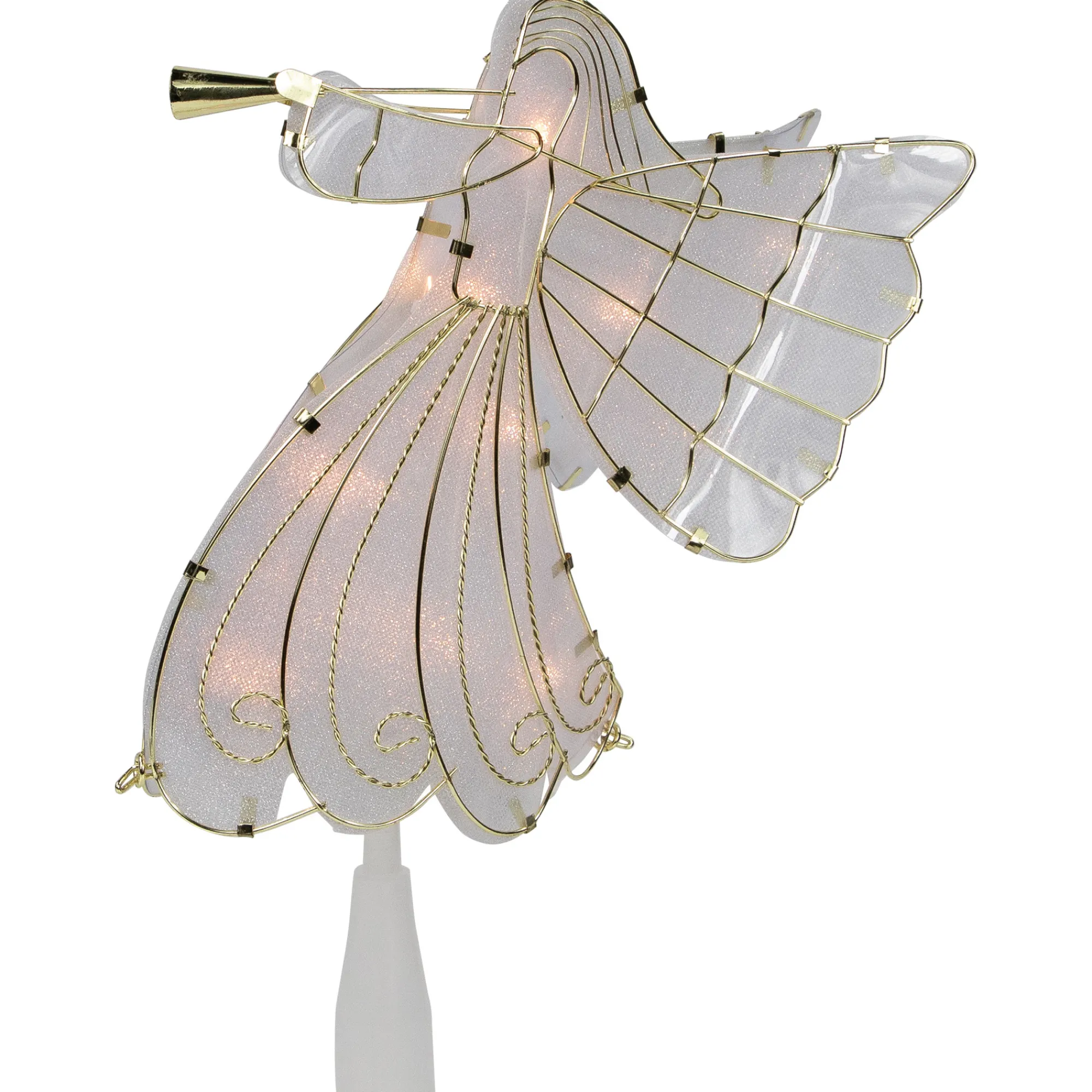 Northlight Angels-10" Gold Angel Tree Topper, Warm White Lights
