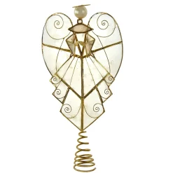KSA Stars-19.5" Gold Angel With Heart Wings Christmas Tree Topper, Unlit