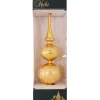 christmas by krebs Finials-13" Gold Floral Glitter Lace Shiny Glass Finial Christmas Tree Topper - Unlit