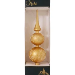 christmas by krebs Finials-13" Gold Floral Glitter Lace Matte Glass Finial Christmas Tree Topper - Unlit