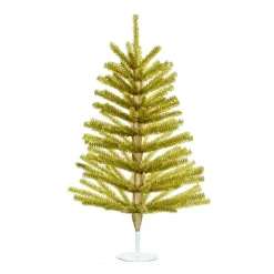 KSA Unlit-1.5' Gold Foil Miniature Artificial Christmas Tree Tabletop Decoration, Unlit