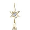 KSA Stars-15" Gold Glitter Mirror Star Christmas Tree Topper, Unlit