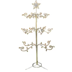 KSA Unlit-4' Gold Metal Christmas Ornament Display Tree With Star And Scrolled Branches