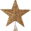 Contemporary Home Living Stars-13" Gold Sequin Bead Glitter Star Christmas Tree Topper, Unlit