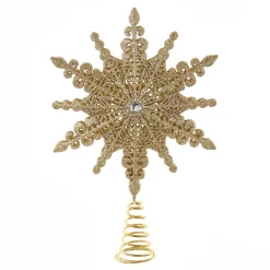 KSA Stars-22" Gold Snowflake Christmas Tree Topper, Unlit