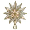 Kurt Adler Stars-8" Gold Three Dimensional Star Christmas Tree Topper - White Lights