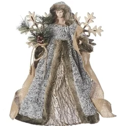 Roman Angels-16" Gray And Brown Christmas Decorative Angel Tree Topper With Snowflake Wings