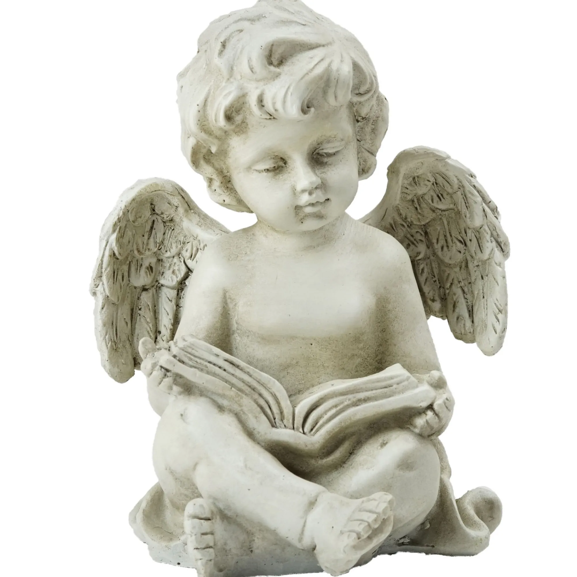 Northlight Finials-6.5" Gray Decorative Sitting Cherub Angel Outdoor Garden Statue