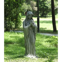 Hi-Line Gifts Finials-32" Gray Mary Standing With Her Hands Folded Religious Garden Statue