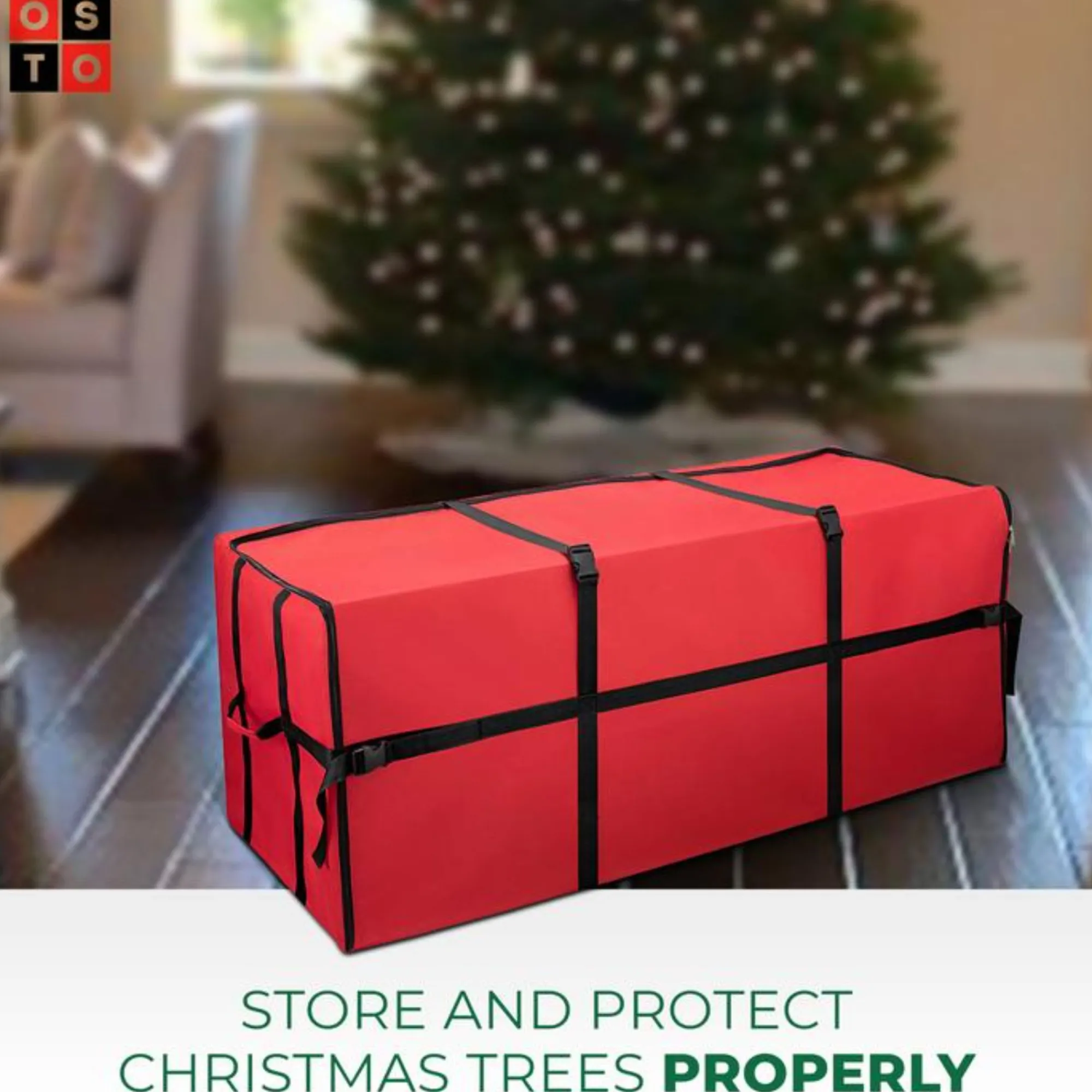 osto Tree Storage-59" Gray Rectangular Tear Resistant Artificial Christmas Tree Storage Bag