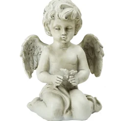 Northlight Finials-6.5" Gray Sitting Cherub Angel Decorative Outdoor Garden Statue