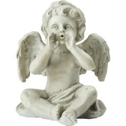 Northlight Finials-6.5" Gray Sitting Decorative Cherub Angel Outdoor Garden Statue