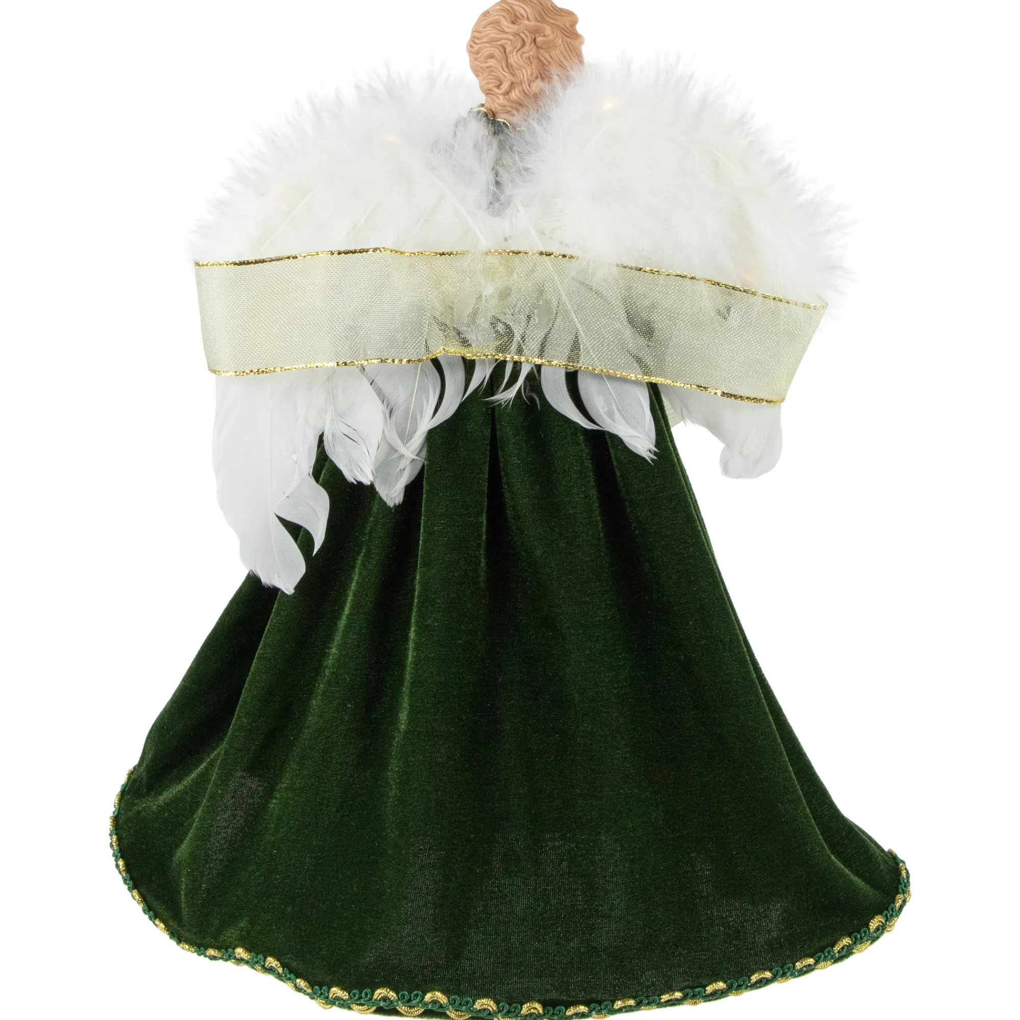 Northlight Angels-14" Green And Gold Angel With Lighted Wings Christmas Tree Topper