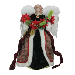 Roman Angels-16" Green And Red Holly Berry Christmas Angel Tree Topper