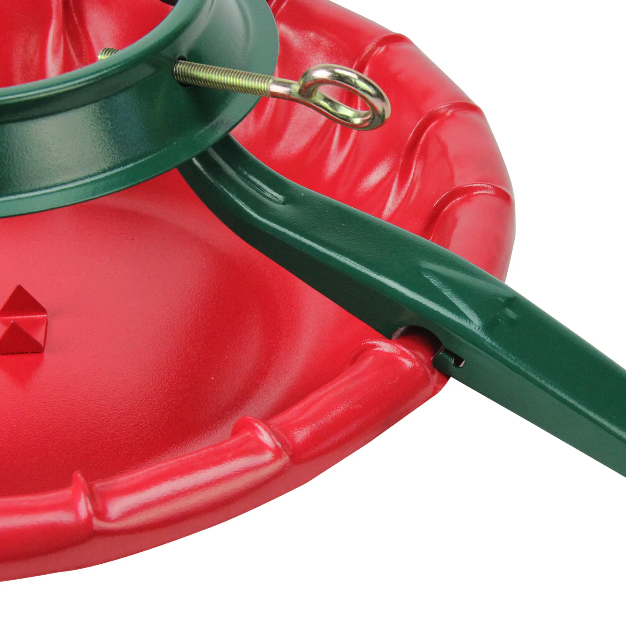 Christmas Central Real Tree Stands-28' Green And Red Real Live Christmas Tree Stand