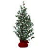 Contemporary Home Living Unlit-2' Green And White Artificial Christmas Tree In Gift Bag With Berries - Unlit