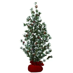 Contemporary Home Living Unlit-2' Green And White Artificial Christmas Tree In Gift Bag With Berries - Unlit