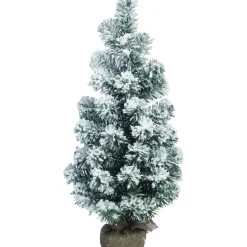 Contemporary Home Living Unlit-2' Green And White Artificial Christmas Snowy Pine Tree - Unlit