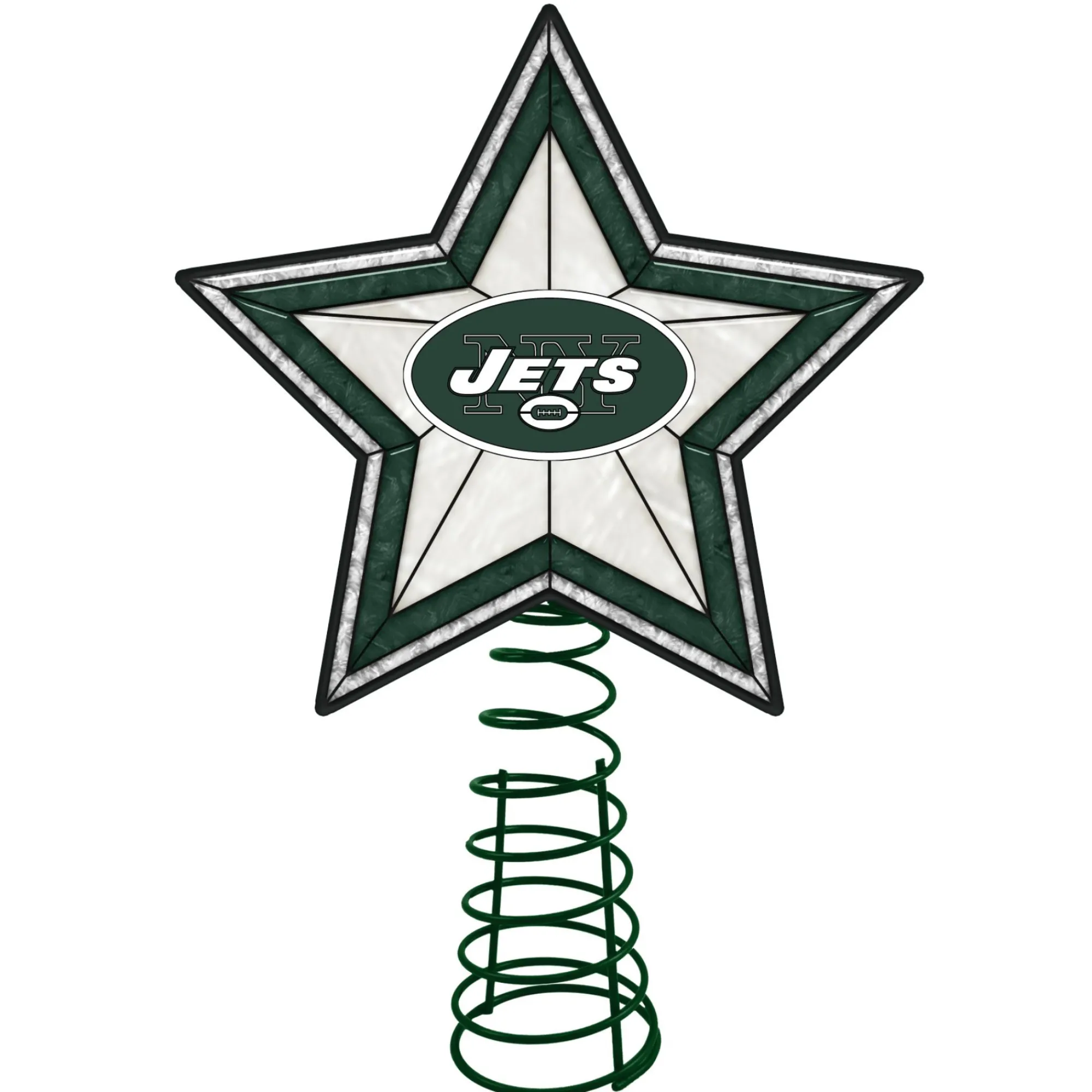 The Memory Company Stars-10" Green And White Star Nfl New York Jets Christmas Tree Topper