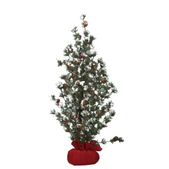 Contemporary Home Living Unlit-2' Green Artificial Christmas Tree In Gift Bag With Berries - Unlit