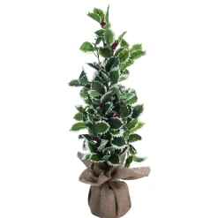 Contemporary Home Living Unlit-1.75' Green Christmas Nostalgic Holly Tree - Unlit