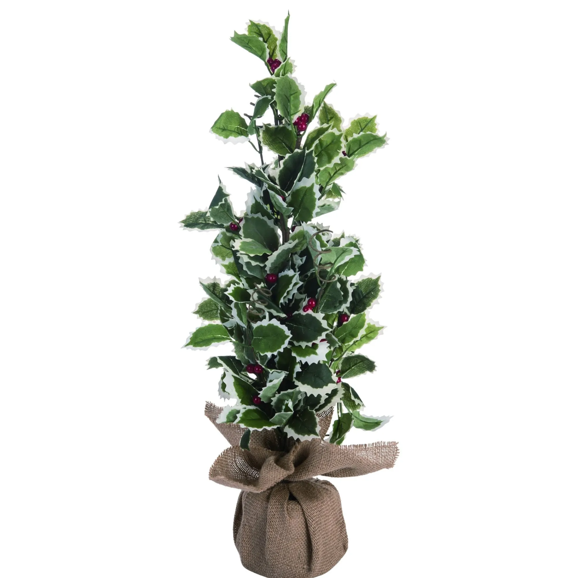 Contemporary Home Living Unlit-1.75' Green Christmas Nostalgic Holly Tree - Unlit