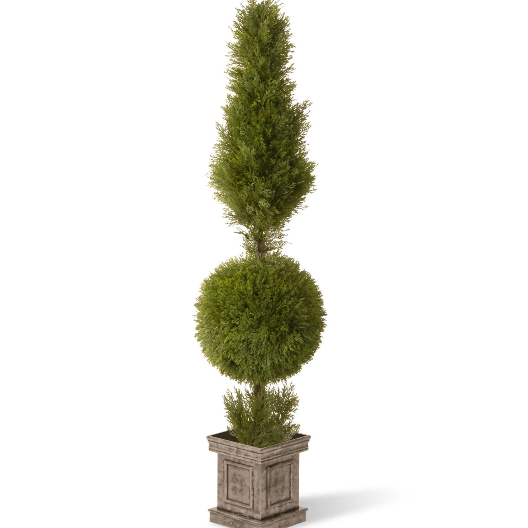National Tree Topiaries-60" Green Cone And Ball Juniper Spiral Artificial Christmas Topiary