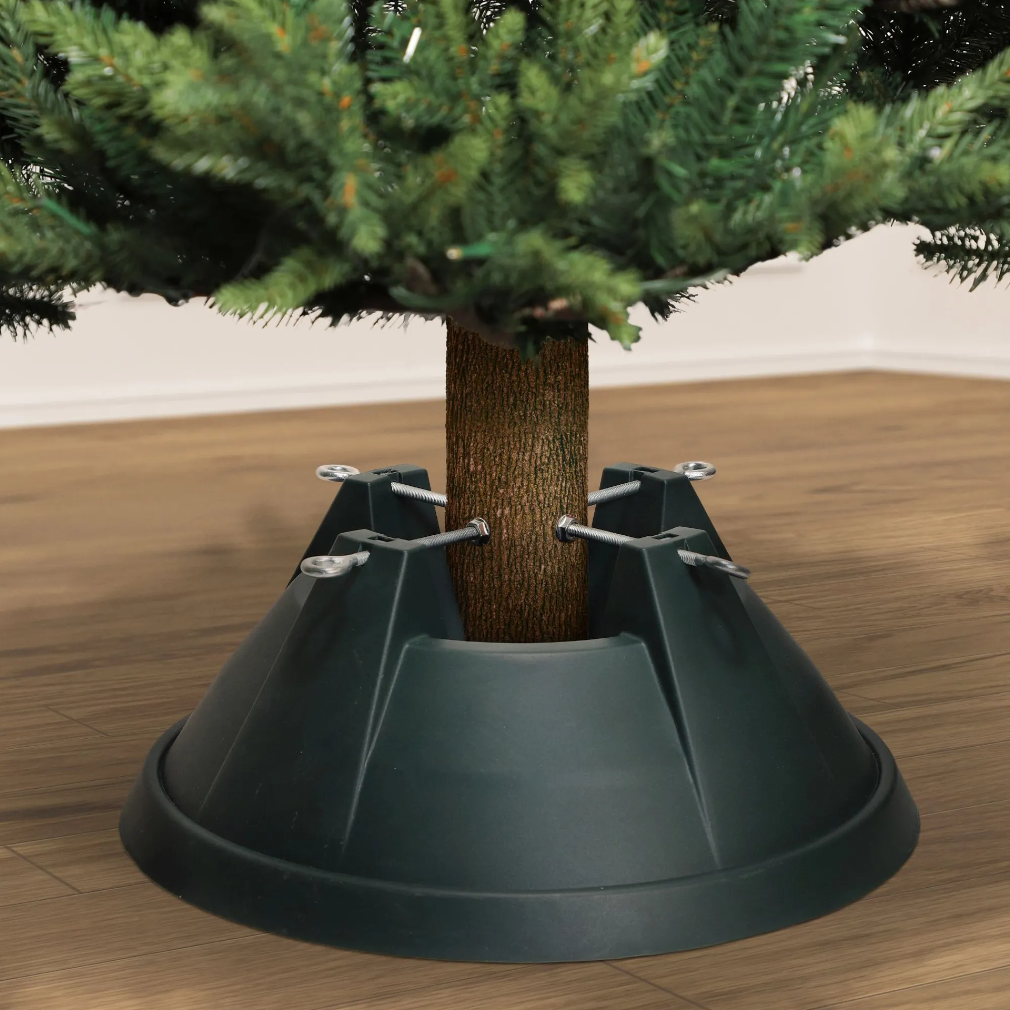 CC Christmas Decor Real Tree Stands-14.75" Green Live Christmas Tree Stand - For Trees Up To 6Ft Tall