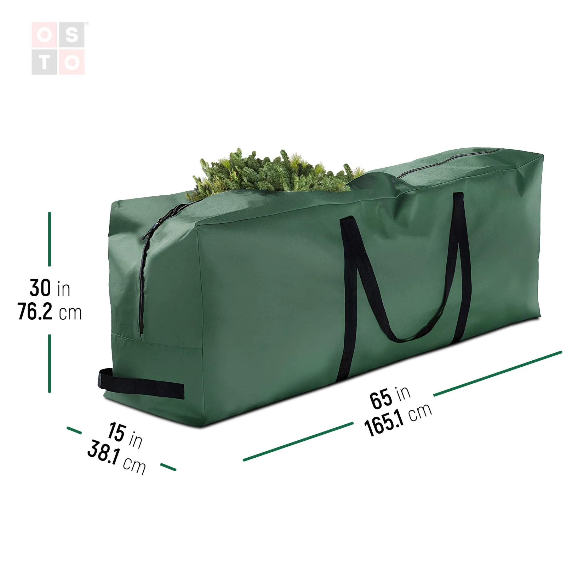 osto Tree Storage-65" Green Rectangular Tear Resistant Artificial Christmas Tree Storage Bag