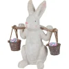 Outdoor Living and Style Finials-20" Indoor/Outdoor Easter Bunny Holding Buckets Statue