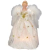 Kurt Adler Angels-12" Ivory And Gold Floral Angel Christmas Tree Topper