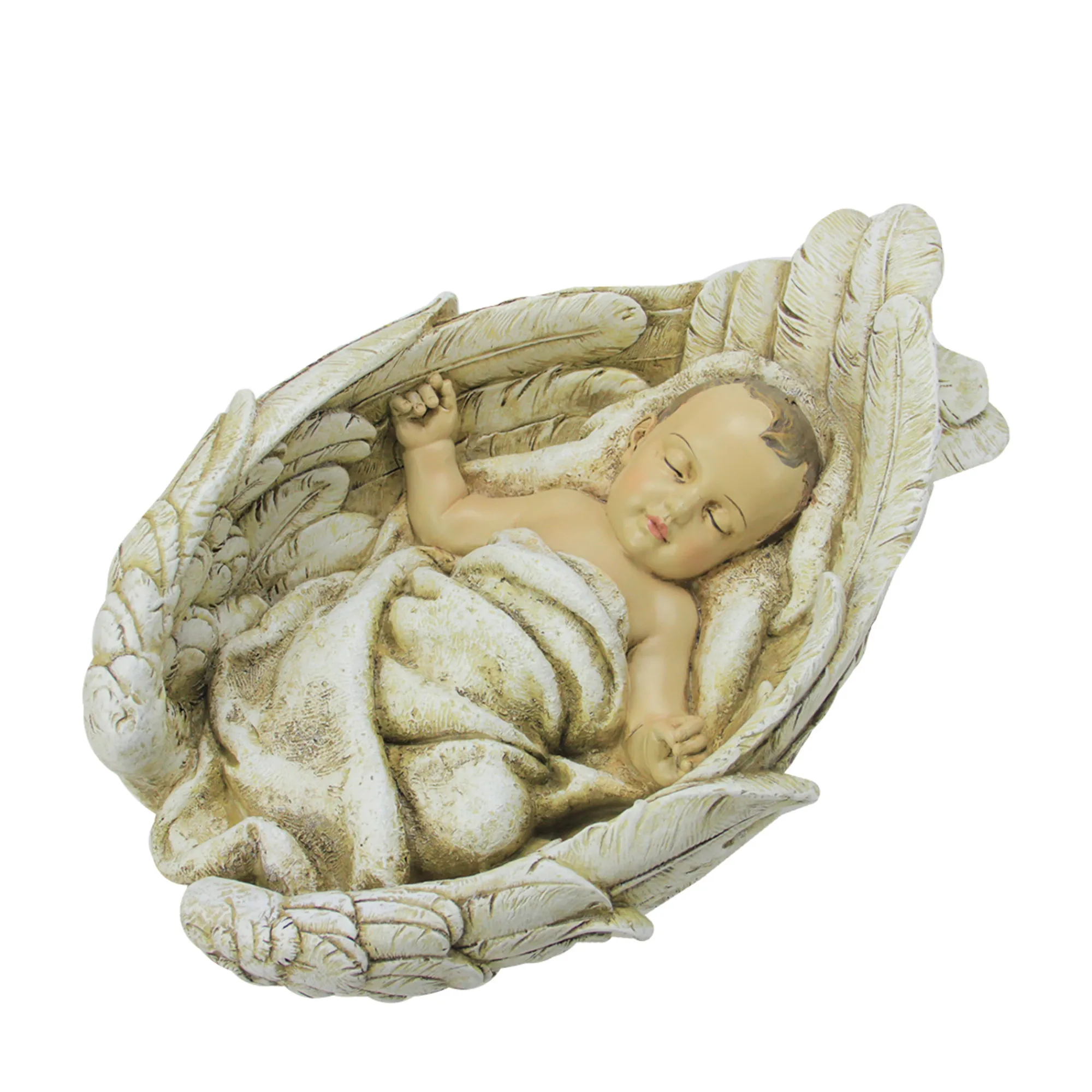 Roman Finials-15" Joseph's Studio Baby In Angel Wings Outdoor Garden Statue