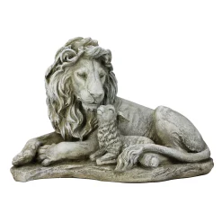 Roman Finials-19" Joseph's Studio Lion And Lamb Religious Peace Outdoor Garden Statue