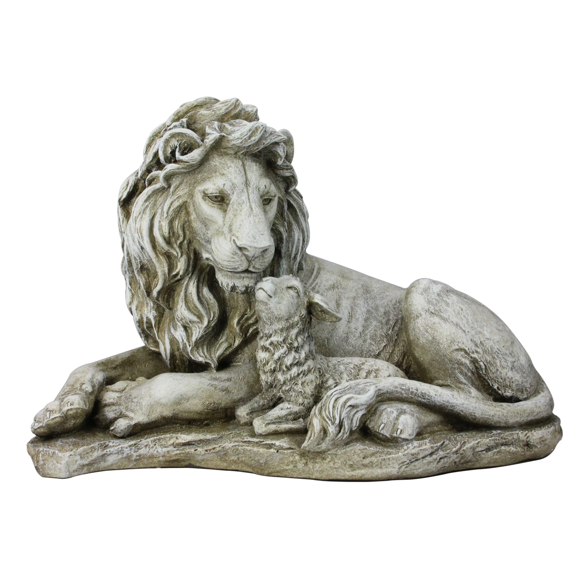 Roman Finials-19" Joseph's Studio Lion And Lamb Religious Peace Outdoor Garden Statue