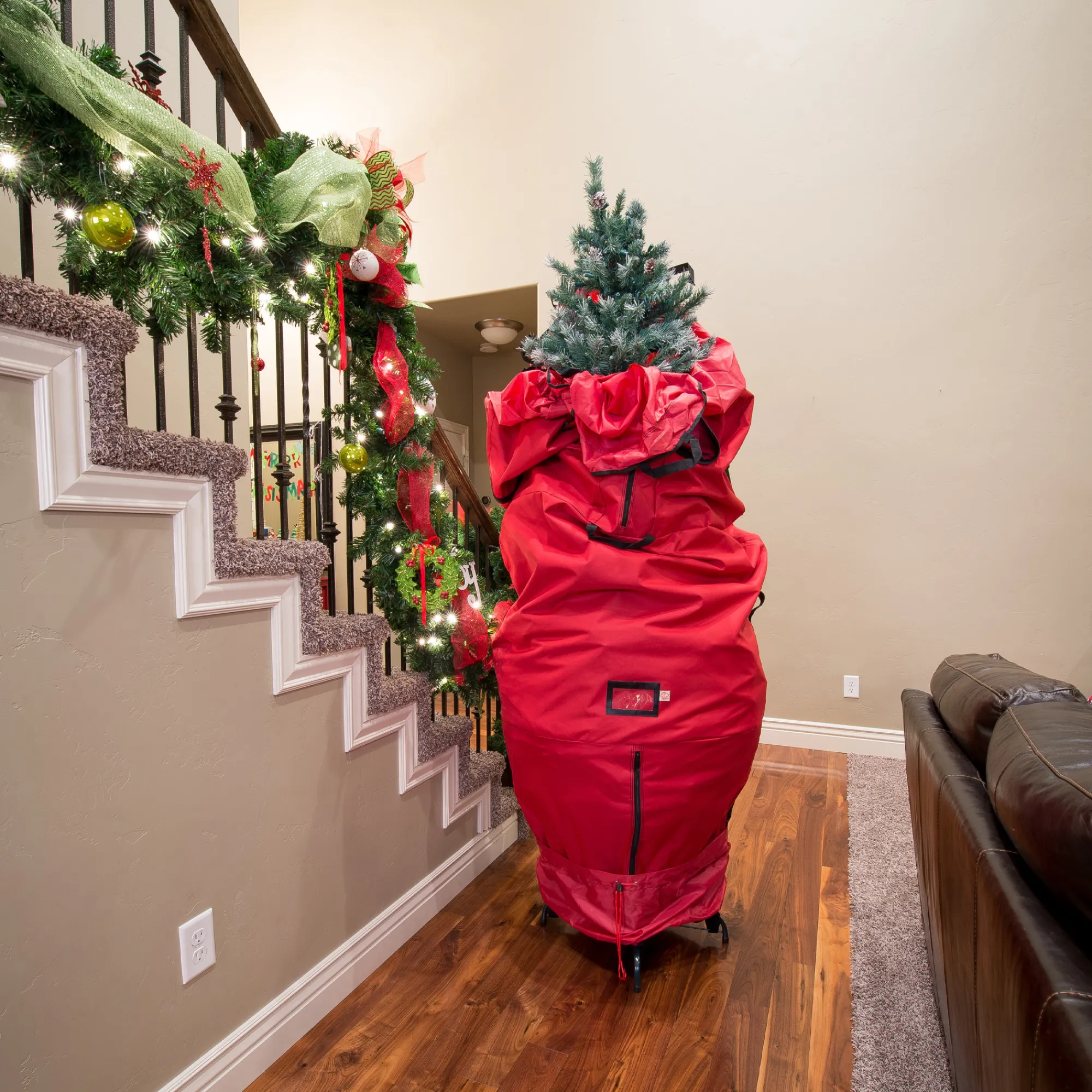 Northlight Tree Storage-96" Large Red Upright Christmas Tree Protective Storage Bag - For Artificial Trees