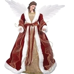 Roman Angels-18" Led Angel Christmas Tree Topper With Battery Operated Fiber Optic Wings