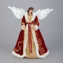 Roman Angels-18" Led Angel Christmas Tree Topper With Battery Operated Fiber Optic Wings