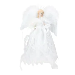 Kurt Adler Angels-12" Led Fiber Optic White And Silver Angel Christmas Tree Topper