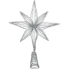 Northlight Stars-13.75" Led Lighted B/O Silver Glittered Geometric Star Christmas Tree Topper - Warm White Lights