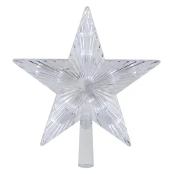 Northlight Stars-8.5" Led Lighted Clear 5 Point Star Christmas Tree Topper, White Lights