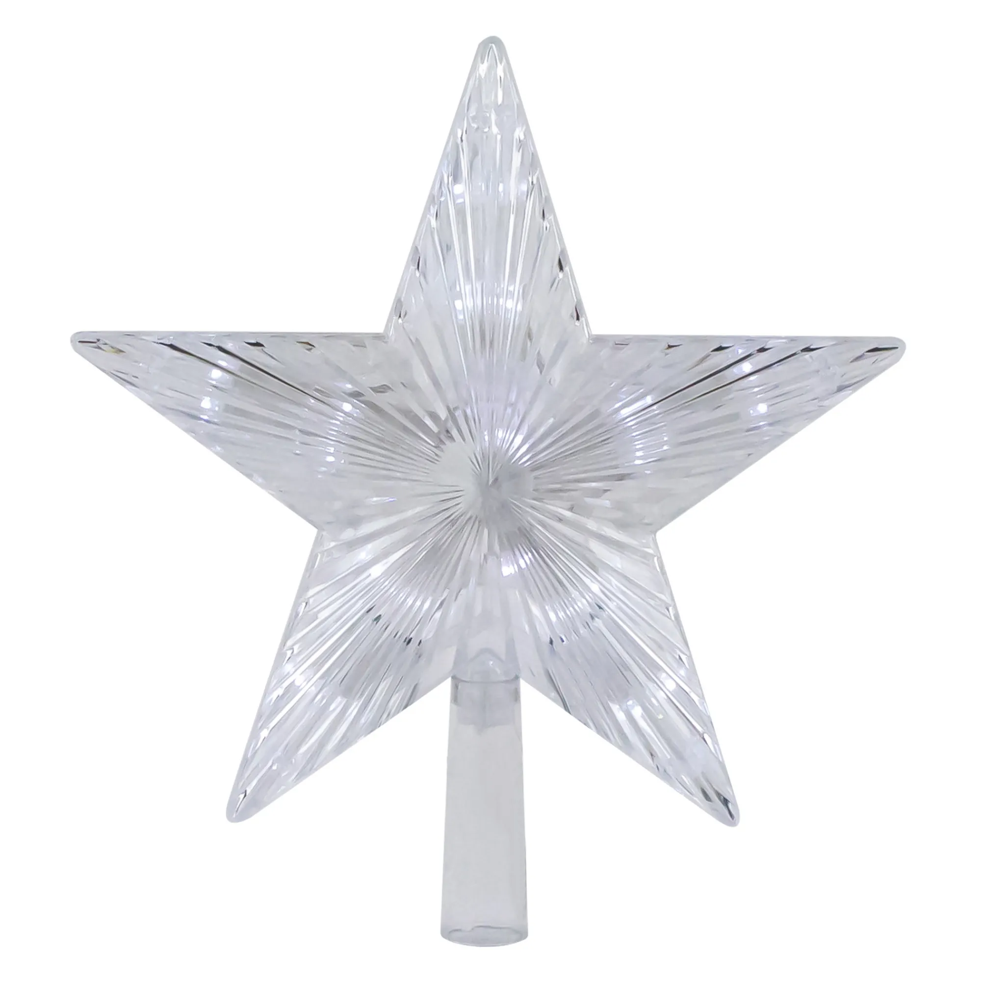Northlight Stars-8.5" Led Lighted Clear 5 Point Star Christmas Tree Topper, White Lights